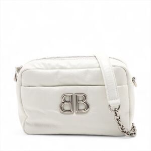 Balenciaga Monaco Leather Chain Shoulder Bag White